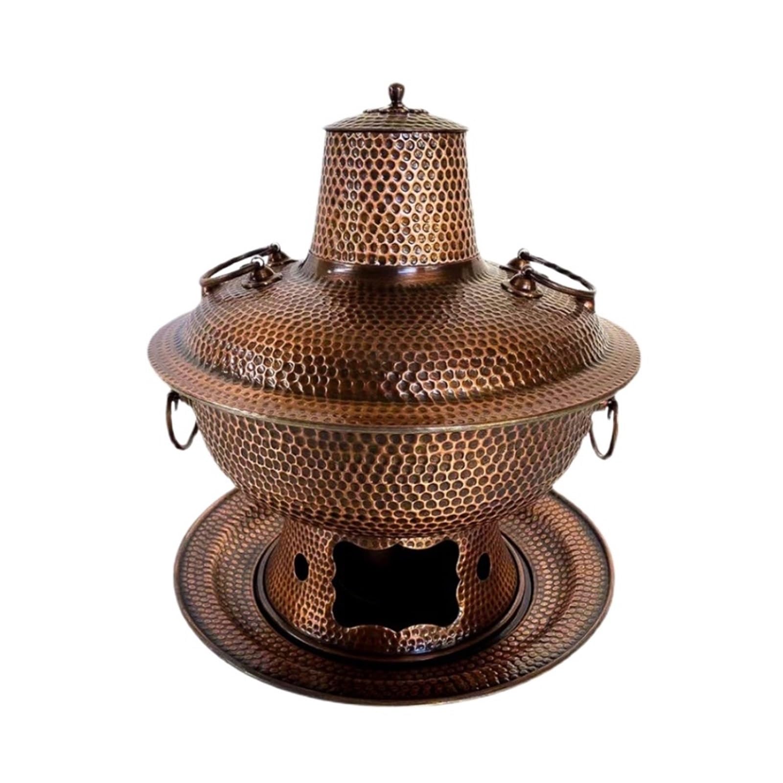 INUUXLG Hotpot for Cooking Hotpot Copper Hot Pot Hand-Hammer Traditional Stew Pot Soup Pot Cookware for Home Party Cooking Pot Kitchenware (Copper 32cm)