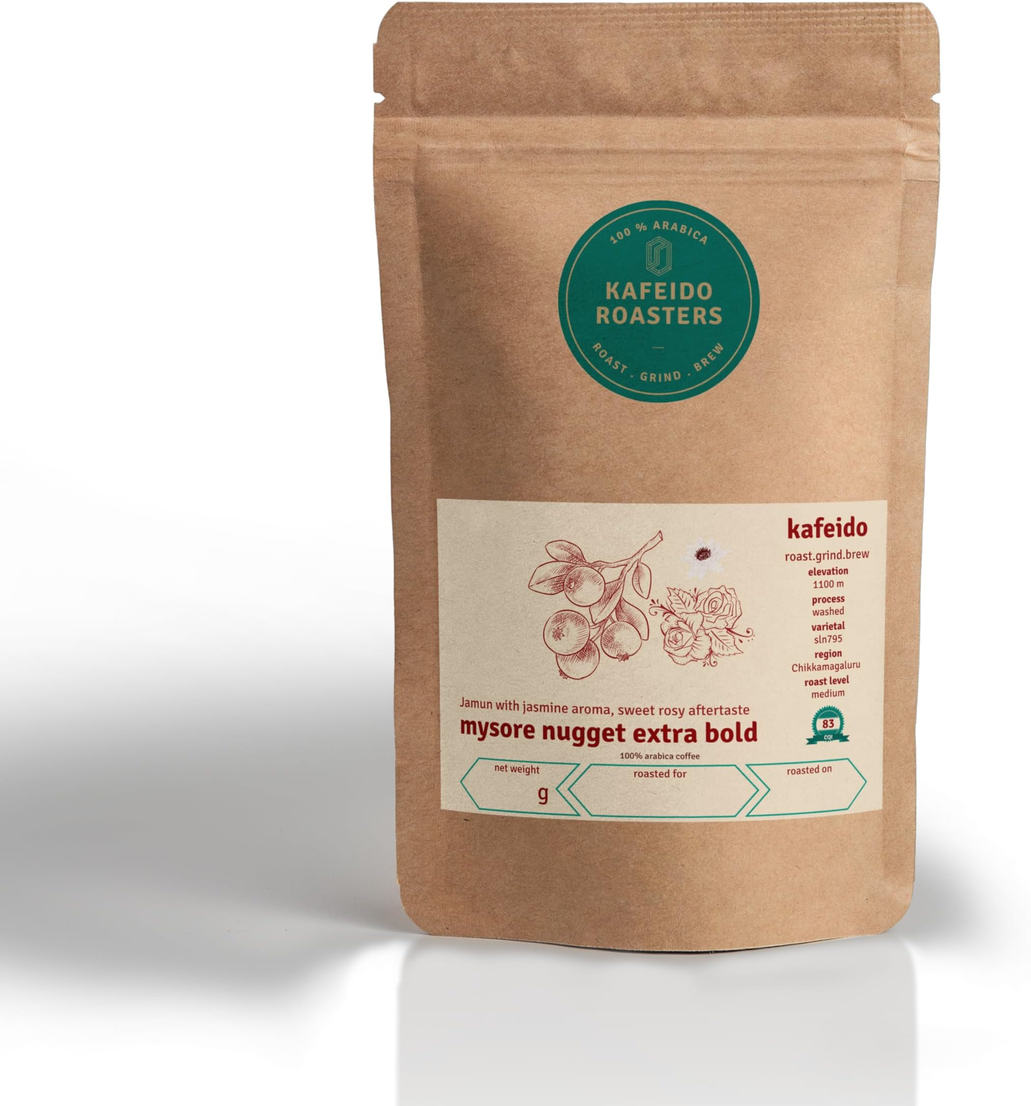 Kafeido Coffee Roasters | 150g | Mysore Nuggets Extra Bold - Medium Roast | 100% Arabica Roasted on Order Coffee Beans (Whole Bean)