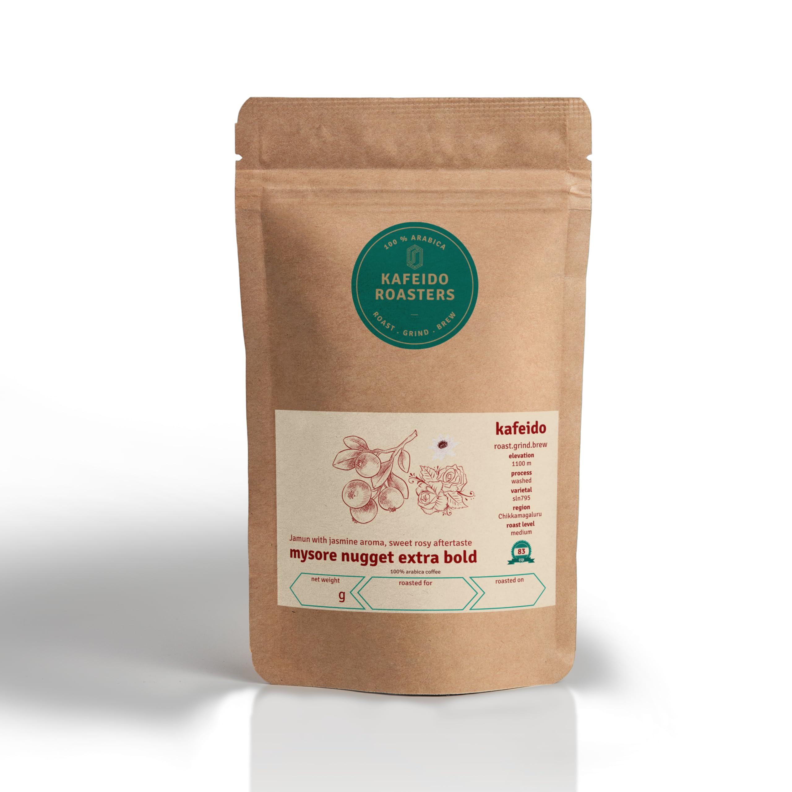 Kafeido Coffee Roasters | 150g | Mysore Nuggets Extra Bold - Medium Roast | 100% Arabica Roasted on Order Coffee Beans (Whole Bean)