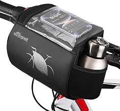 WOTOW Bike Handlebar Bag, Waterproof Bicycle Handlebar Front Frame Storage Basket with Reflective Transparent Water Resistant Touch Screen Phone Holder Mount for Men Road MTB Outdoor Accessories, 3L