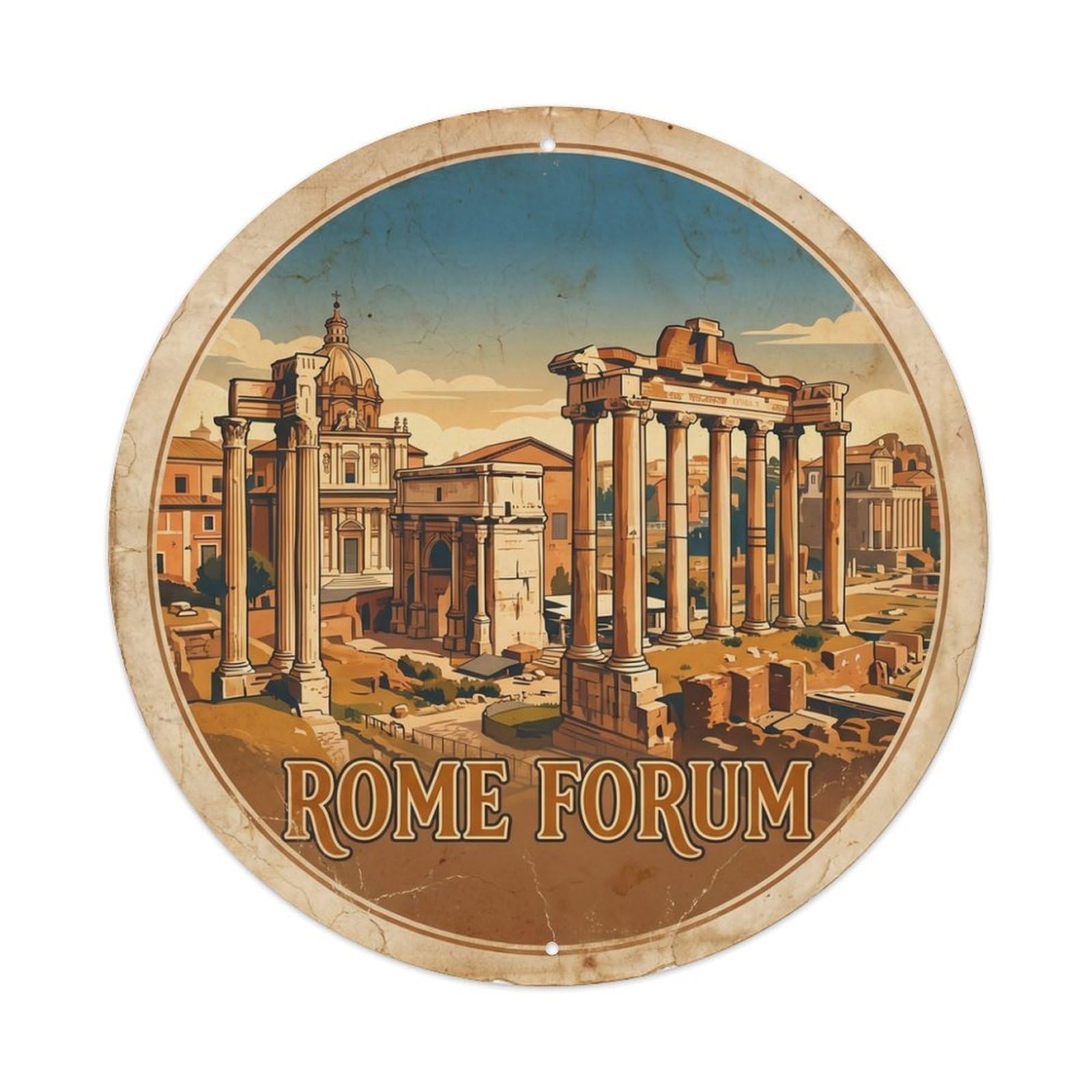 Olhnbad Style Forum Culture Rome Travel Heritage City Ancient Metal Tin Sign