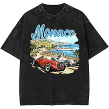 Monaco Racing Vintage Washed Tshirt Retro Race Car Tee for Men Women