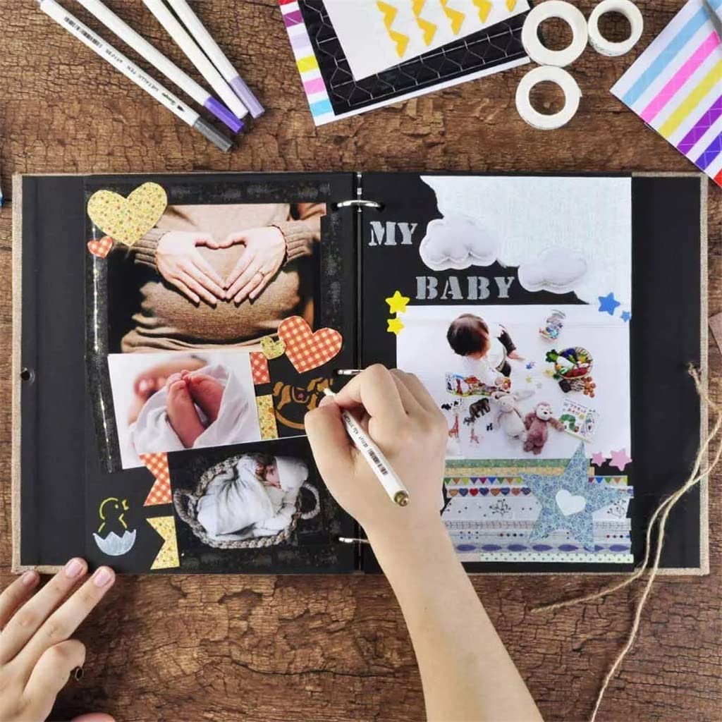 Album na zdjęcia, lniany album do scrapbookingu, 60 czarnych stron, księgi gości, zestawy DIY