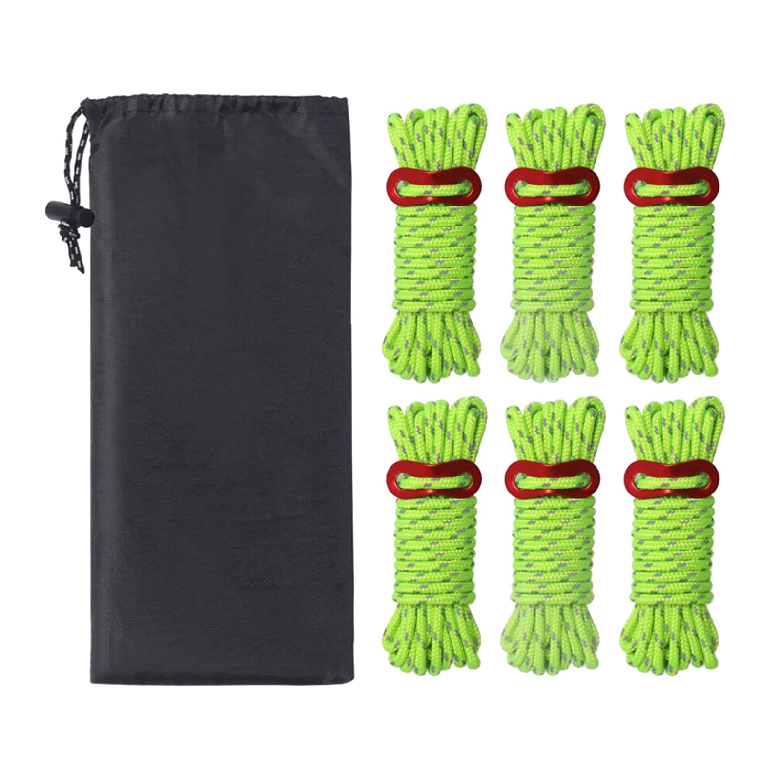 6Pcs Guy Rope Reflective Cord Lines With Runners Tent Outdoor Camping Green Outdoor Sports | Camping & Hiking | Tents & Canopies | Tent & Canopy Accessories-image-5