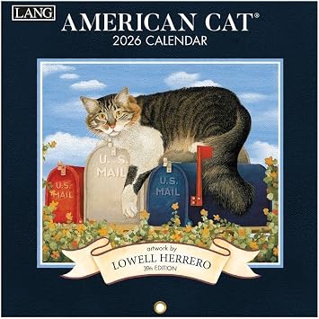 Lang, American Cat 2026 Mini Wall Calendar, 7 X 14, 12-Month Calendar with Stapled Binding