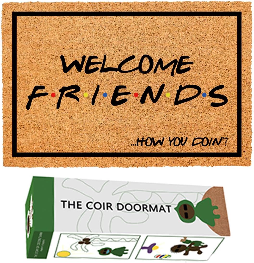 Natural Coir Doormat Welcome Friends How You Doin 23.6x15.7 inch