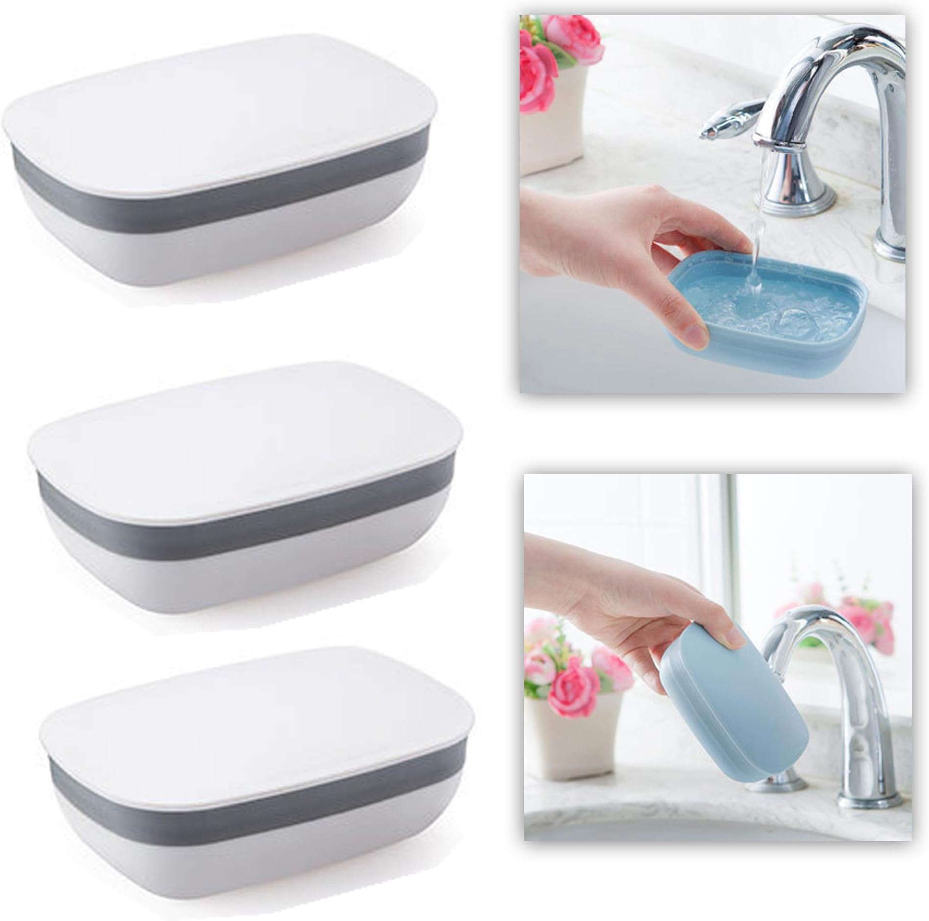 Schneespitze 3 Pcs Travel Soap Case Box,Soap Dish Plastic Soap Box Holder Container Soap Holder for Travel Hiking Family Bathroom School Gym