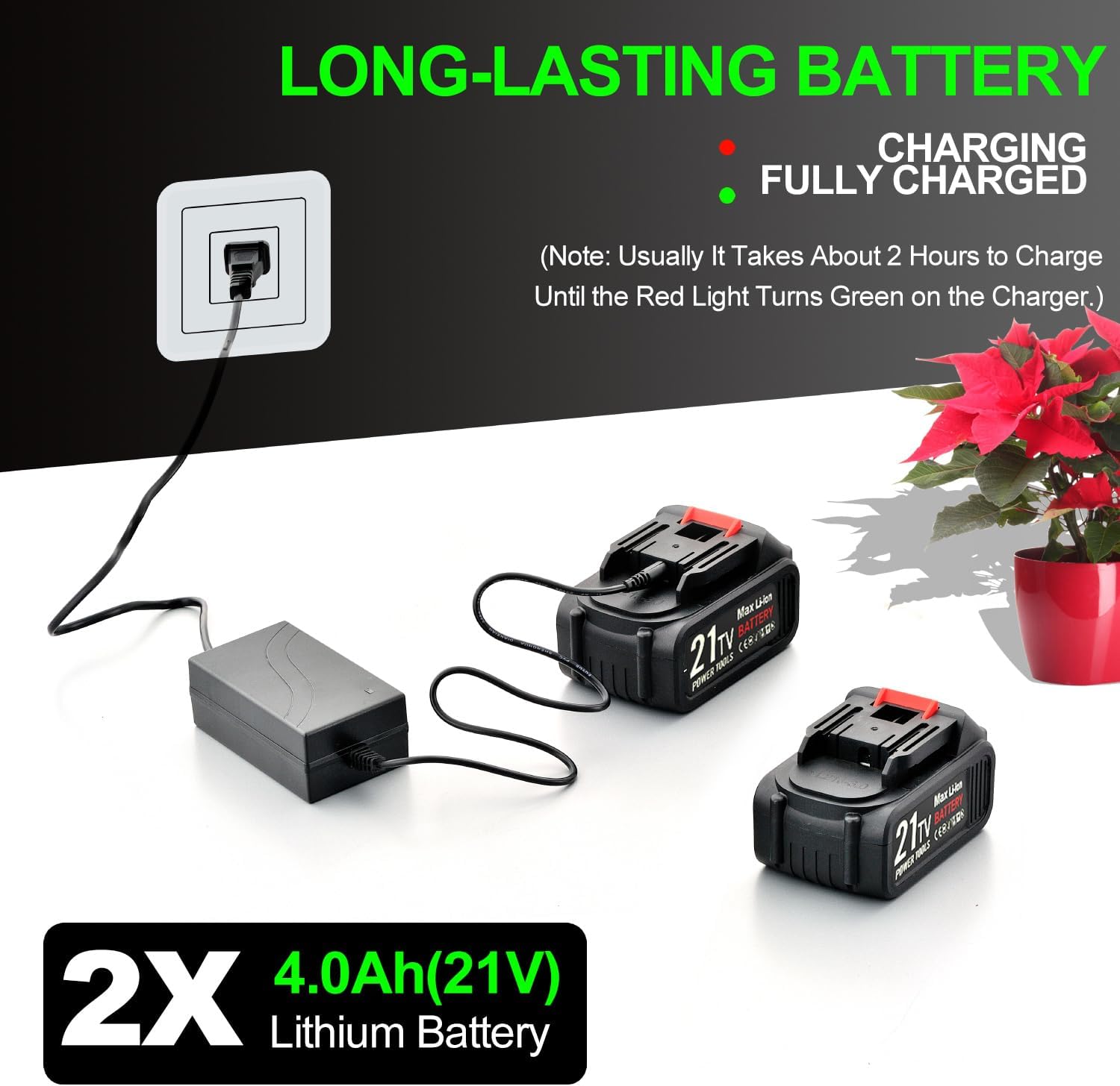 MAXMAN 21V 4.0Ah Replacement Lithium & Battery Charger - Ion Battery Compatible Weed Wacker Weed Wacker Grass Trimmer/Edger Accessories