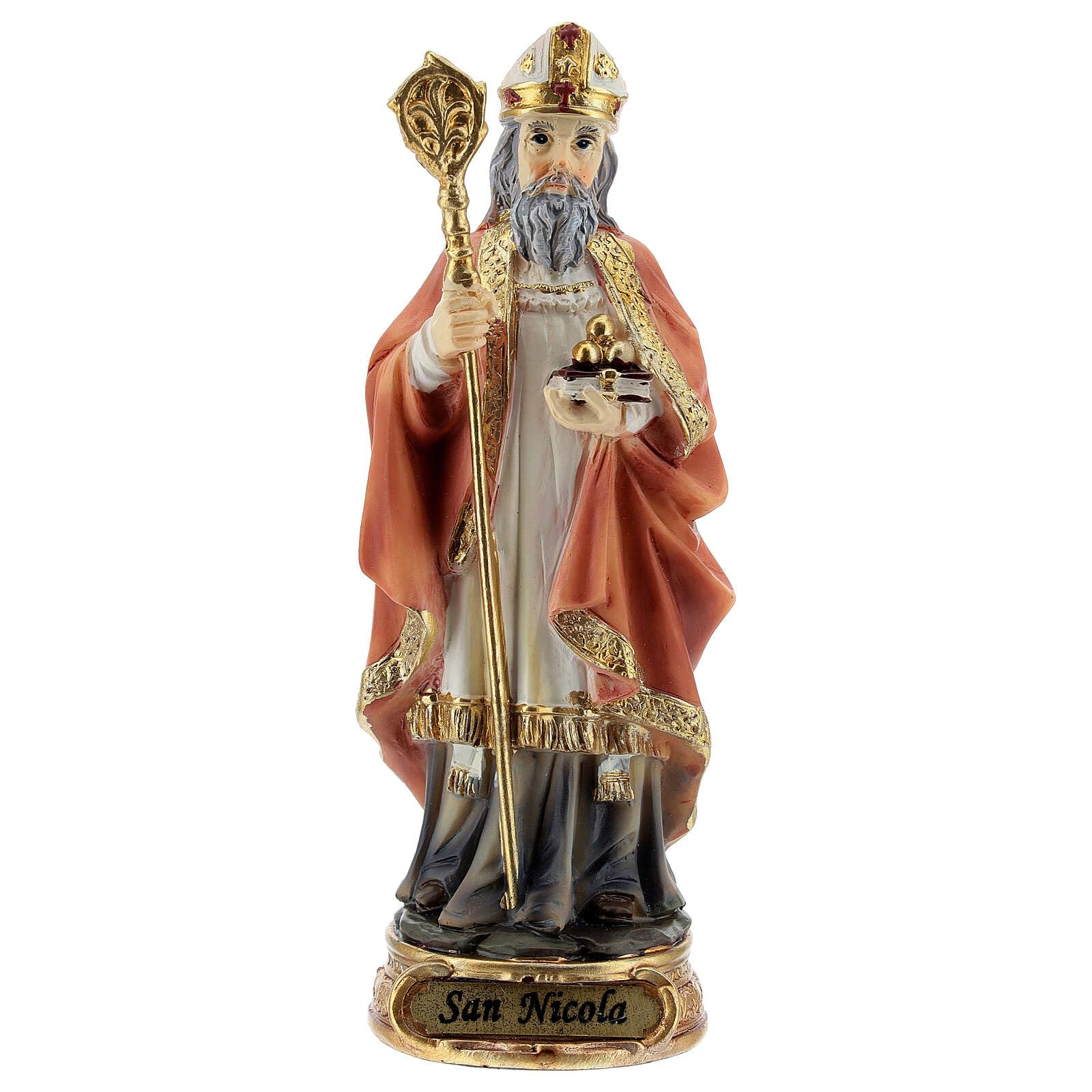 Holyart Statue in resina e PVC: San Nicola Bari pastorale statua resina 12 cm