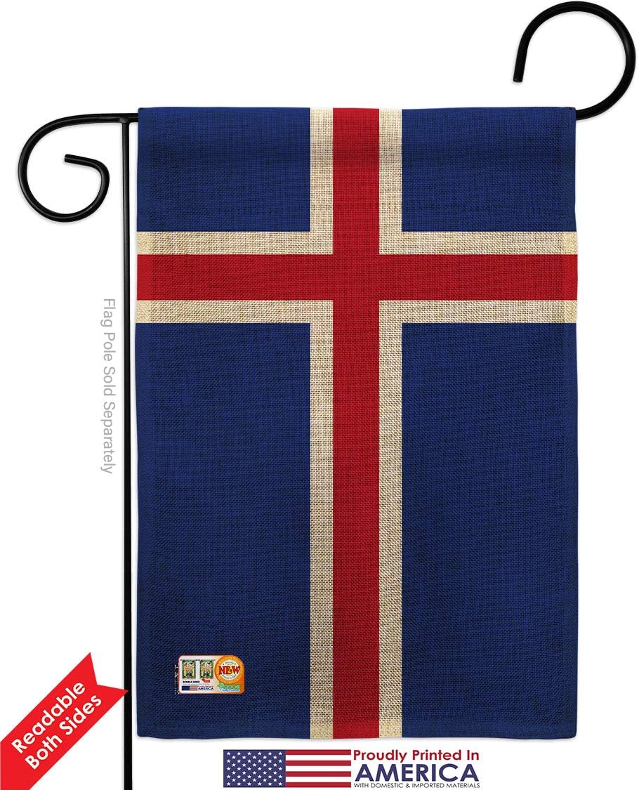 Iceland Burlap Garden Flag Nationality Nation International World Country Particular Area Small Decorative Gift Yard House Banner Double-Sided Made In USA 13 X 18.5