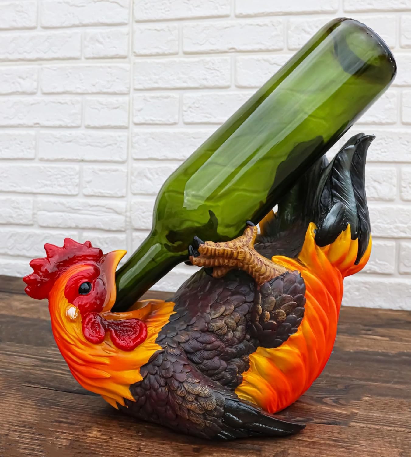 Kitchen Decor Gift Chicken Rooster Oil Wine Bottle Holder Figurine Statue