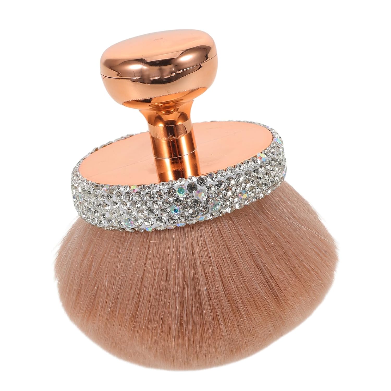 Artibetter Luxury Rhinestone Loose Powder Brush with Soft Mushroom Head Bristles, Blending Blush Makeup Brush for Foundation Setting, Portable Travel Cosmetic Face Applicator