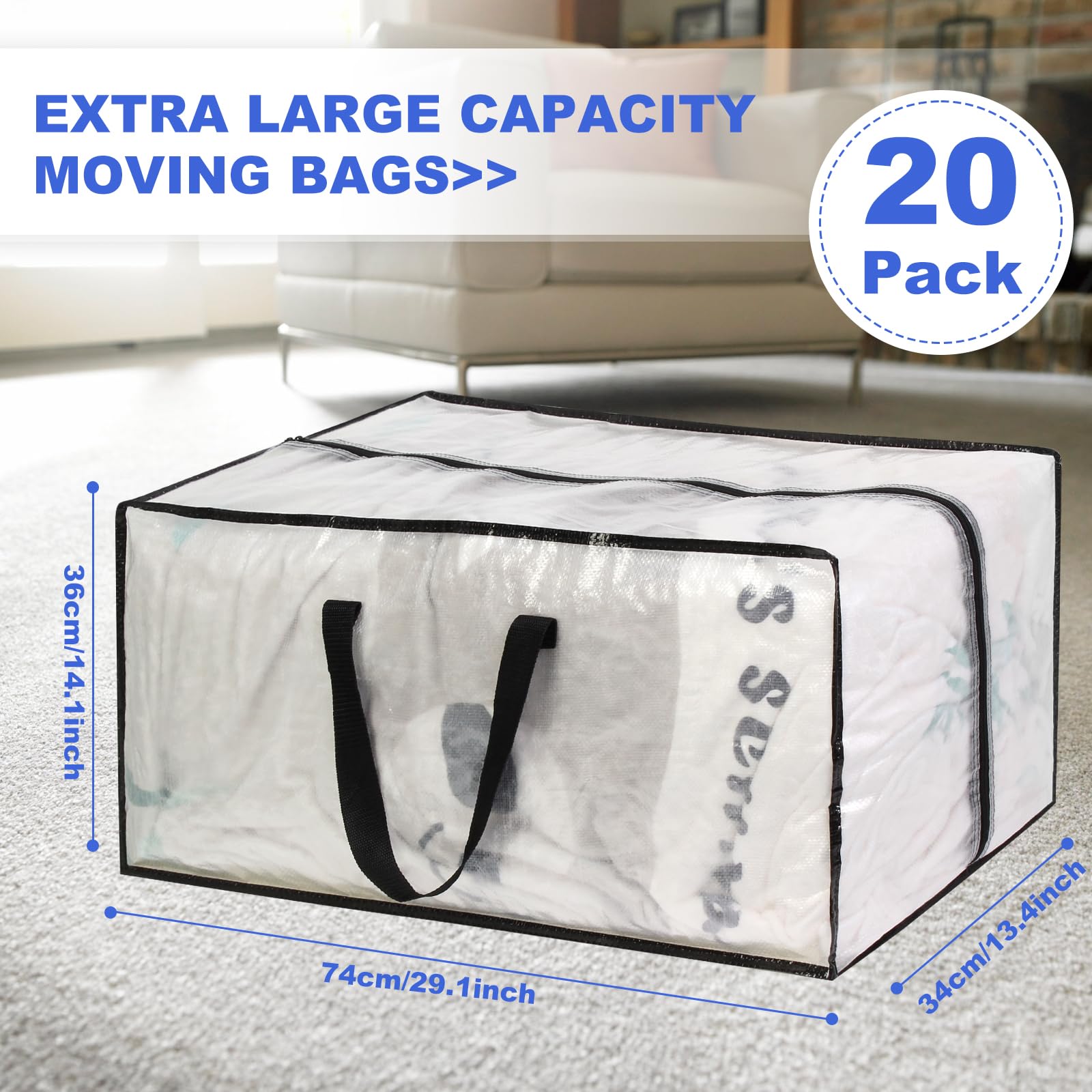 Amazon.com: Clear Moving Bags - 20 Pack Extra Large Heavy Duty