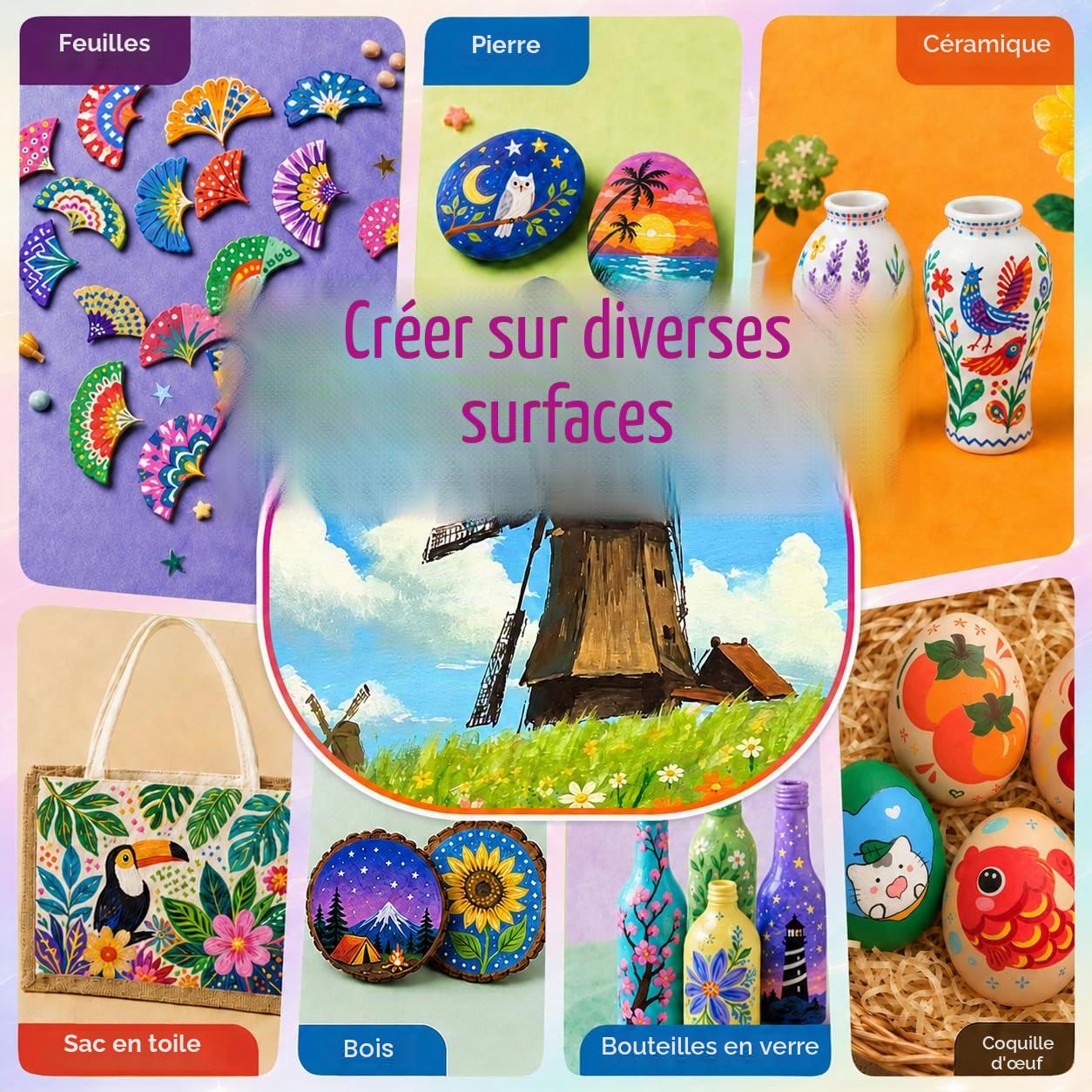NICETY 360 Couleurs Feutres Acryliques avec Pointe 1-5mm – Acrylic Paint Marker pour Pierre, Bois, Verre, Céramique & Tissu, Marqueur Acrylique pour Surfaces Multiples, Imperméable & Non Toxique