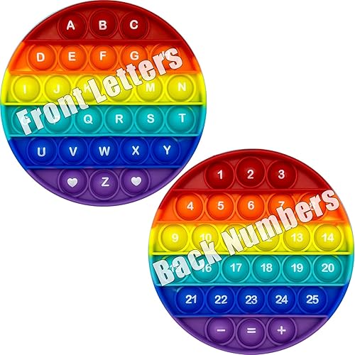 Juguete sensorial de burbujas con forma de círculo arcoíris con letras y números, regalo de Navidad, juguete sensorial con alfabetos, para niños,