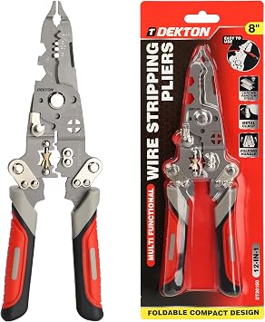 Dekton VDE Electrician Plier 12-in-1 Multifunction Tool for Wire Stripping, Cutting, Crimping & Clamping | Compact Foldable Design | Wear & Corrosion Resistant