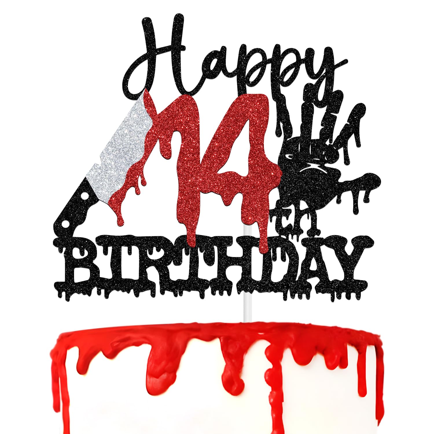 Amazon.com: Tivurcia Happy 14th Birthday Cake Topper, Zombie
