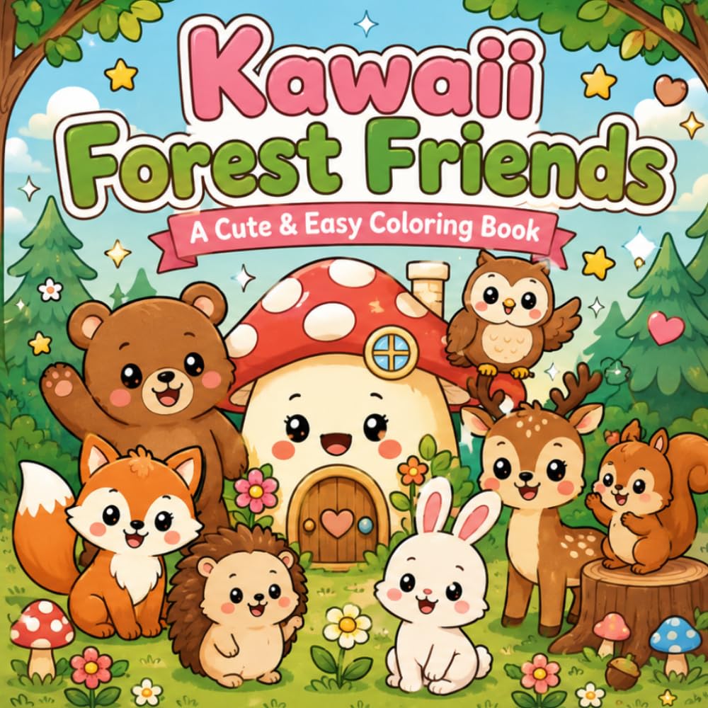 Kawaii Forest Friends: A Cute & Easy Coloring Book
