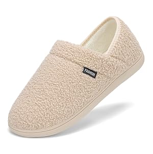 Mens Slippers Womens House Shoes Closed Back House Slippers Warm Fuzzy Slides Indoor Outdoor with Fleece