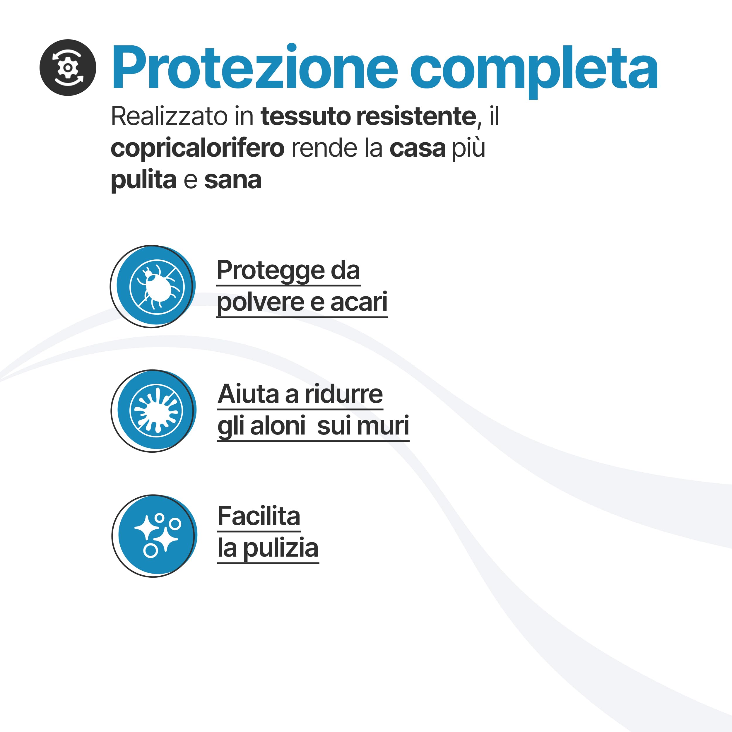 TOMAINO - Copritermosifone Stoffa in Cotone Elasticizzato 70x100 cm - Copri Calorifero Anti Polvere e Acari - Copri Termosifone Moderno Bianco Facile da Inserire e Lavare (L 70 X 100)