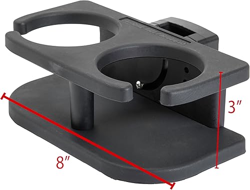 Miniatura 6 de Extreme Max 3005.5695 Taza ajustable de 2 bebidas y soporte para latas para rieles de pontón cuadrados horizontales y verticales - Negro