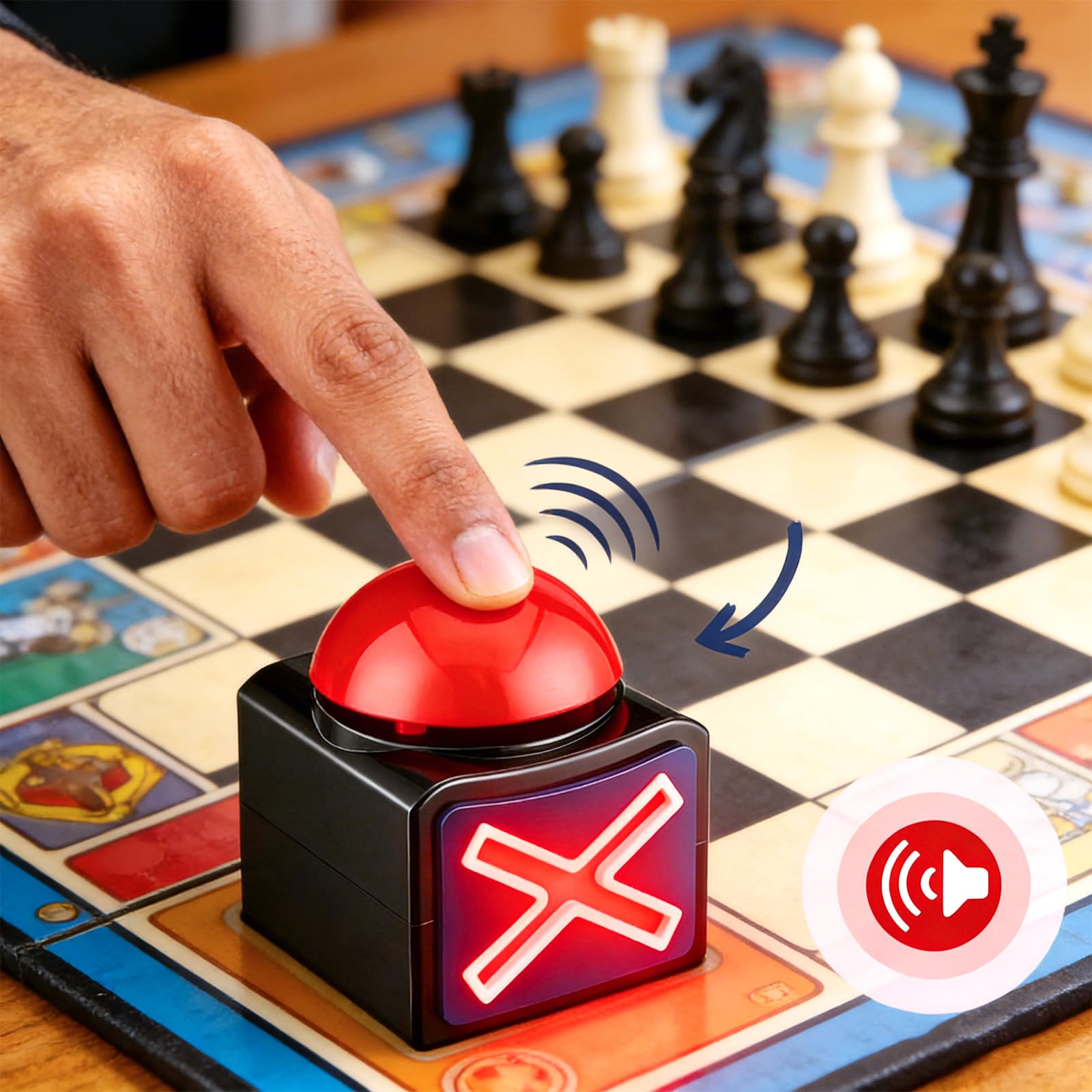 2 pezzi Buzzer con suono e luce, buzzer con luce e suono, suono di allarme, quizbuzzer in plastica, accessorio per feste a quiz, serate di gioco, quiz, giochi per feste, quiz per famiglia, rosso/nero
