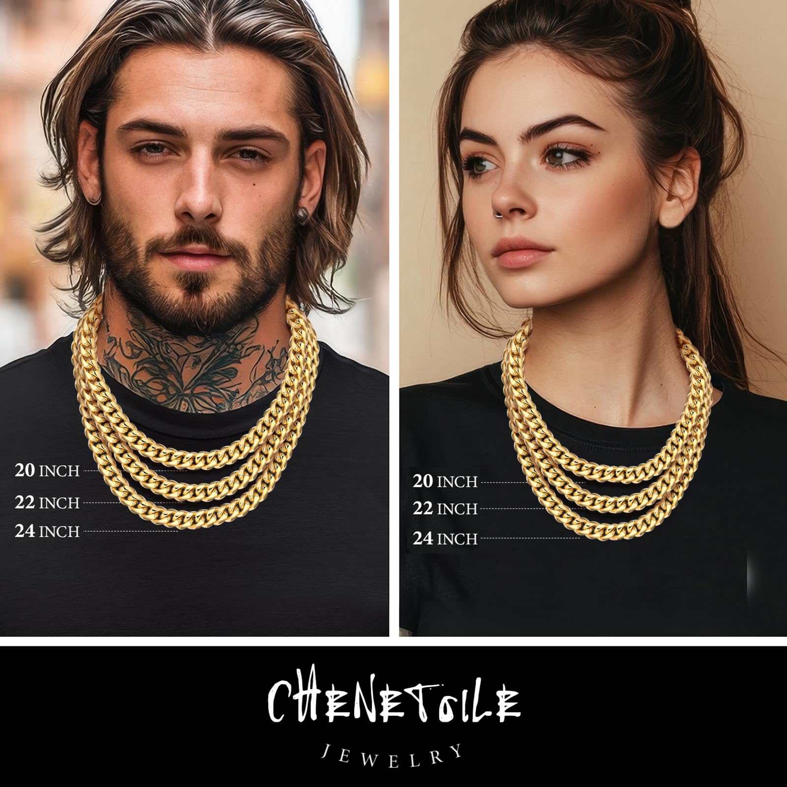 Cadena de eslabones cubanos de oro de 12 mm para hombre, no se deslustra, collar de acero inoxidable 316L con cierre de caja resistente, chapado en oro de 18 quilates, cadena Miami duradera