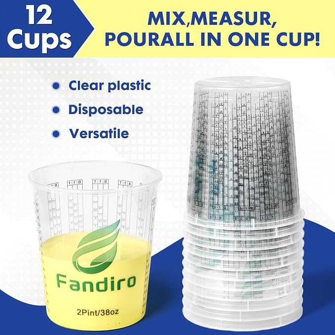 Vasos medidores de plástico 38 onzas, 12 unidades miniatura 3