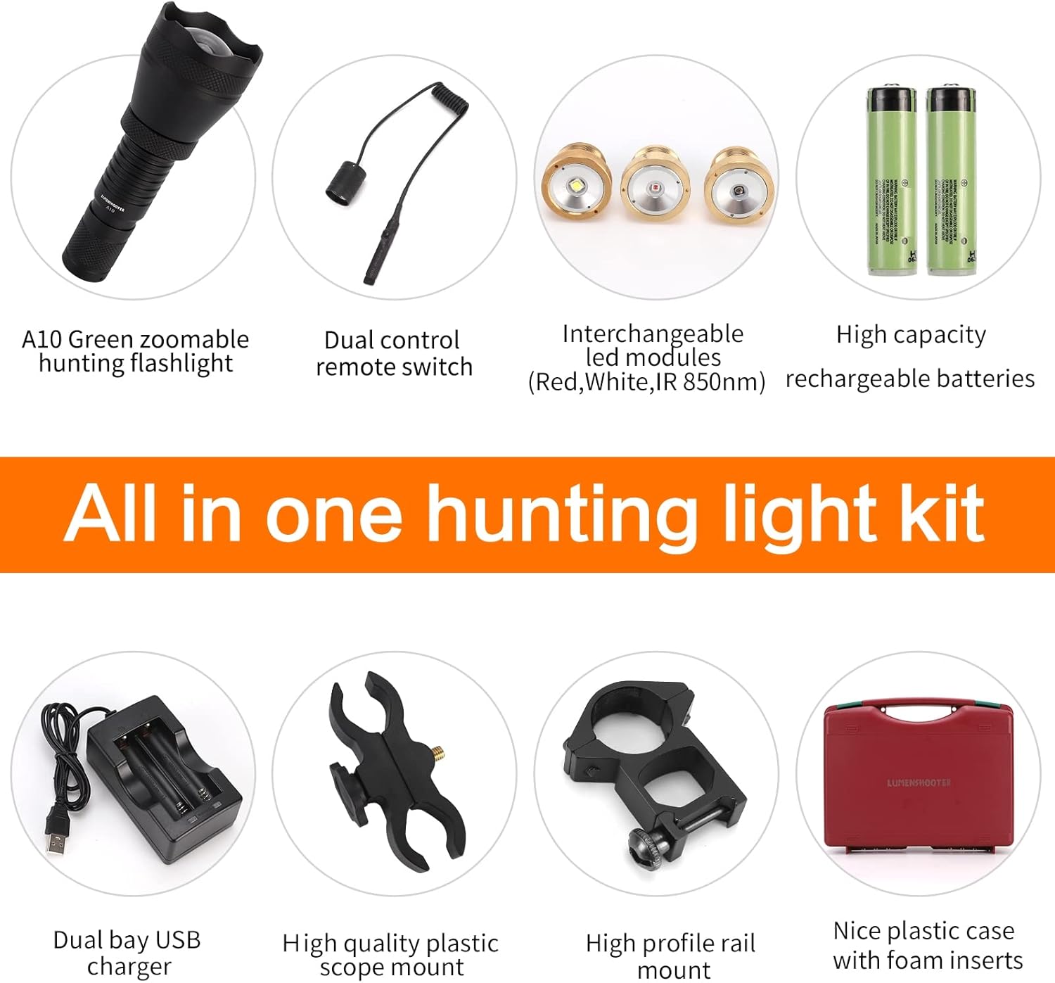 A10 Predator Hunting Light Kit with B2 Blood Tracking Light