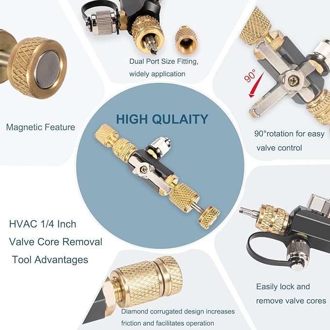 Herramienta de Extracción de Válvula HVAC 1/4 Pulgada con Adaptador miniatura 4