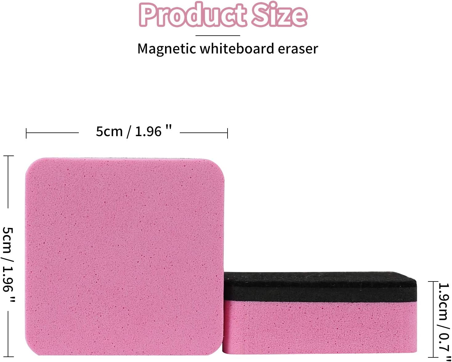 Dry Erase Erasers, 48 Pack Magnetic Whiteboard Eraser Chalkboard Cleansers Wiper for Classroom Office and Home (Pink) : Office Products