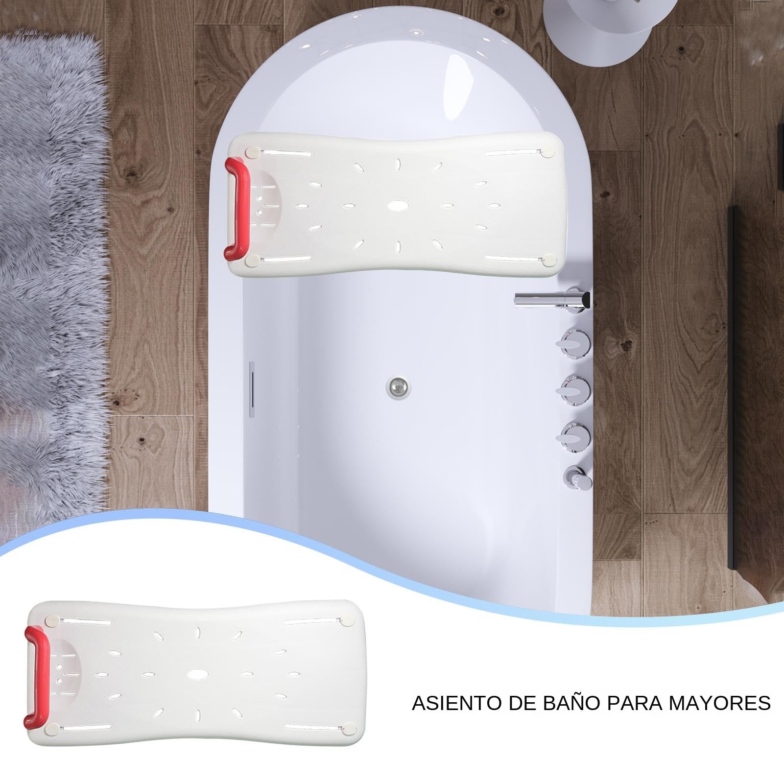 Asiento de bañera para Personas Mayores Tabla Asiento De Baño Y Tabla | Sentado Esquinas Redondeadas Multifuncional Para Personas Con Discapacidad Y Con Dificultades Menstru