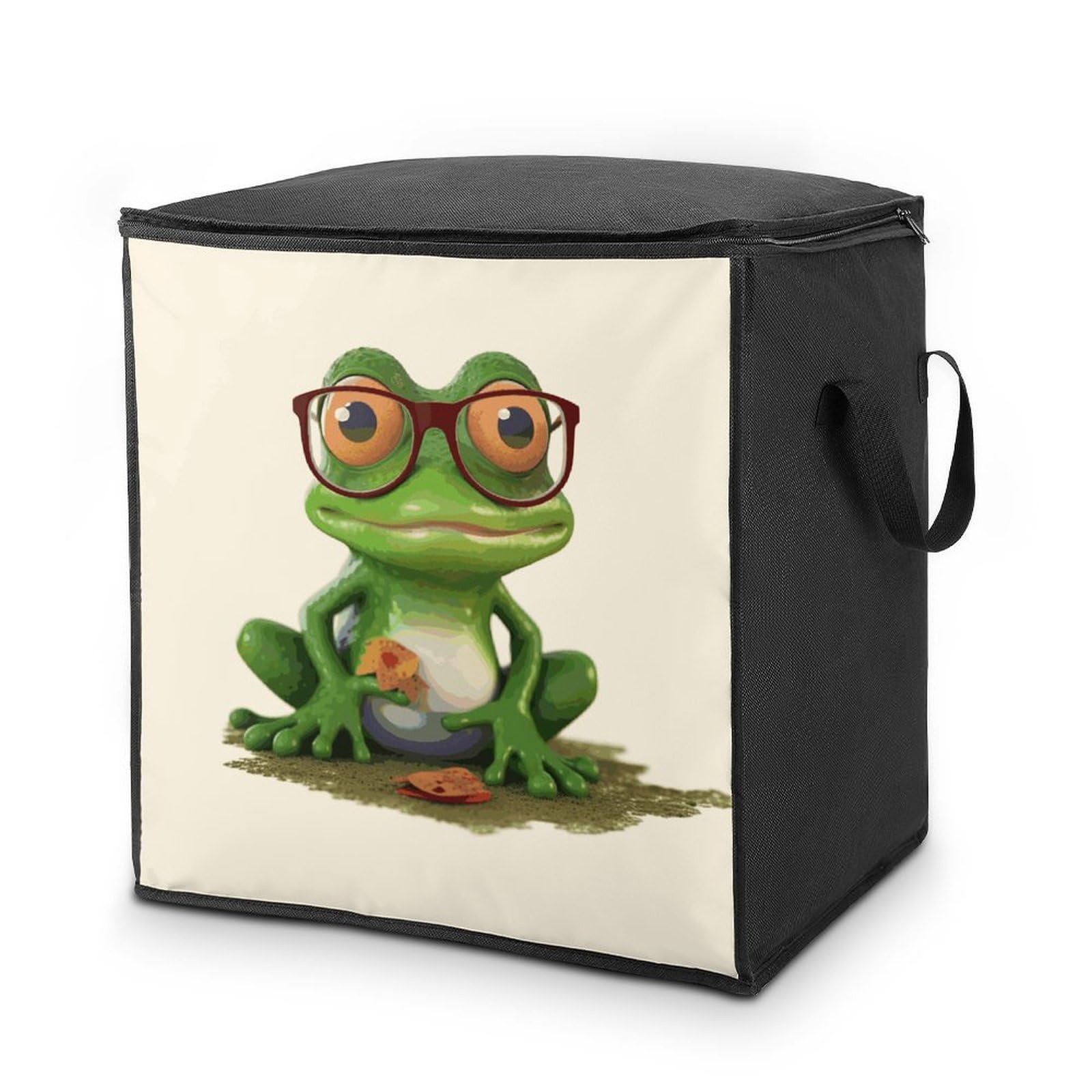 Fekiloot Style Frog Wearing Glasses Storage Bags With Reinforced Handles,Moving Bag With Zipper,Closet Organizers,Compression Packing Cubes