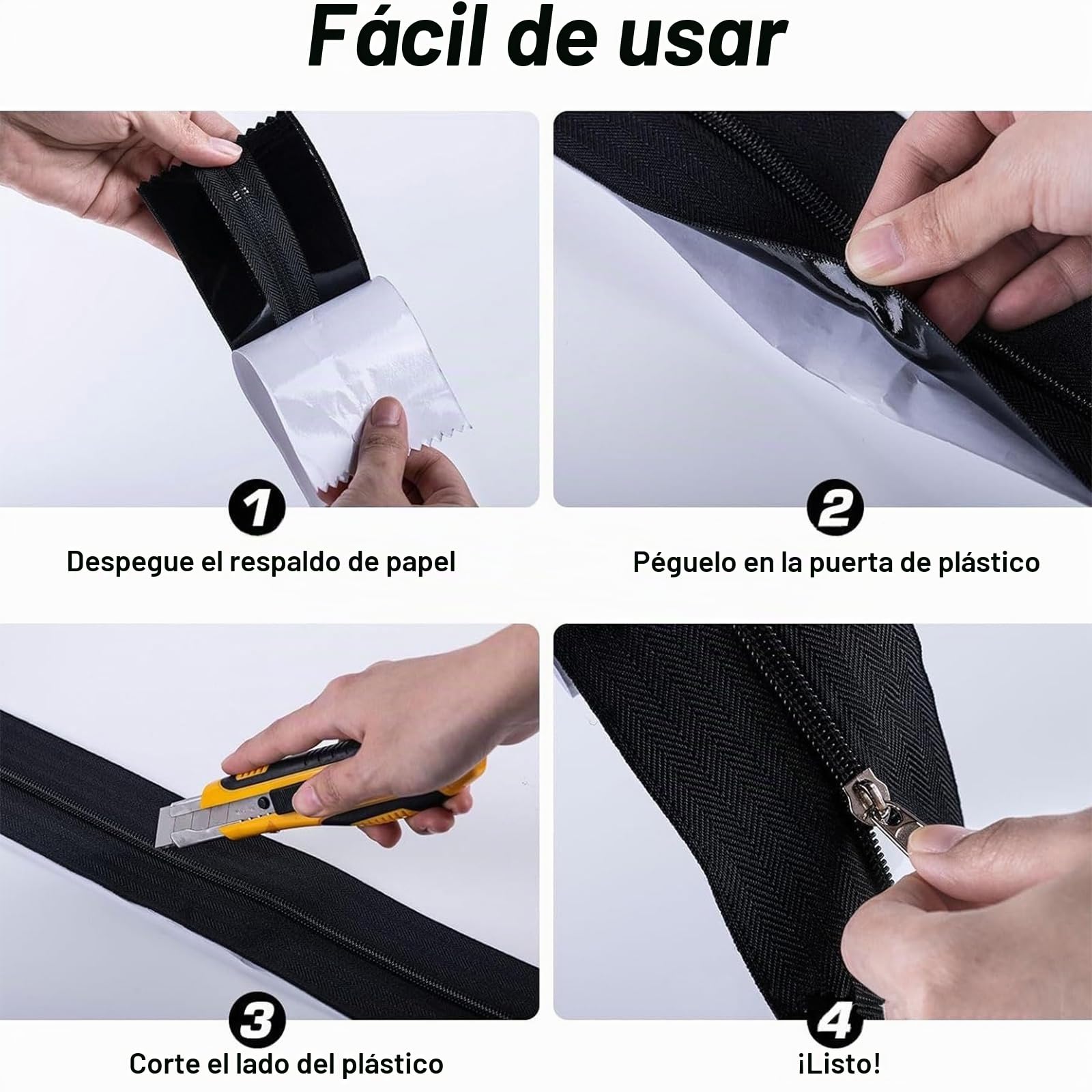 Lxoraziy Juego de 2 Autoadhesiva Cremallera Doble, 213x7,6cm, Resistente al Polvo y Oxidación, Ideal para Invernaderos y Tiendas