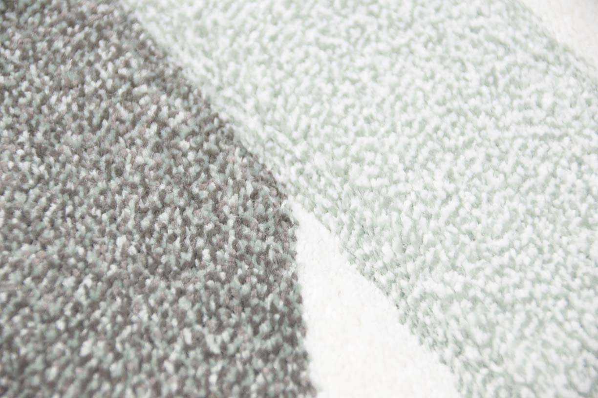 Traum Designer Teppich Moderner Wohnzimmer Kurzflor Mit Konturenschnitt Gestreift Pastellfarben Grün Creme Beige Größe 80 x 300 cm