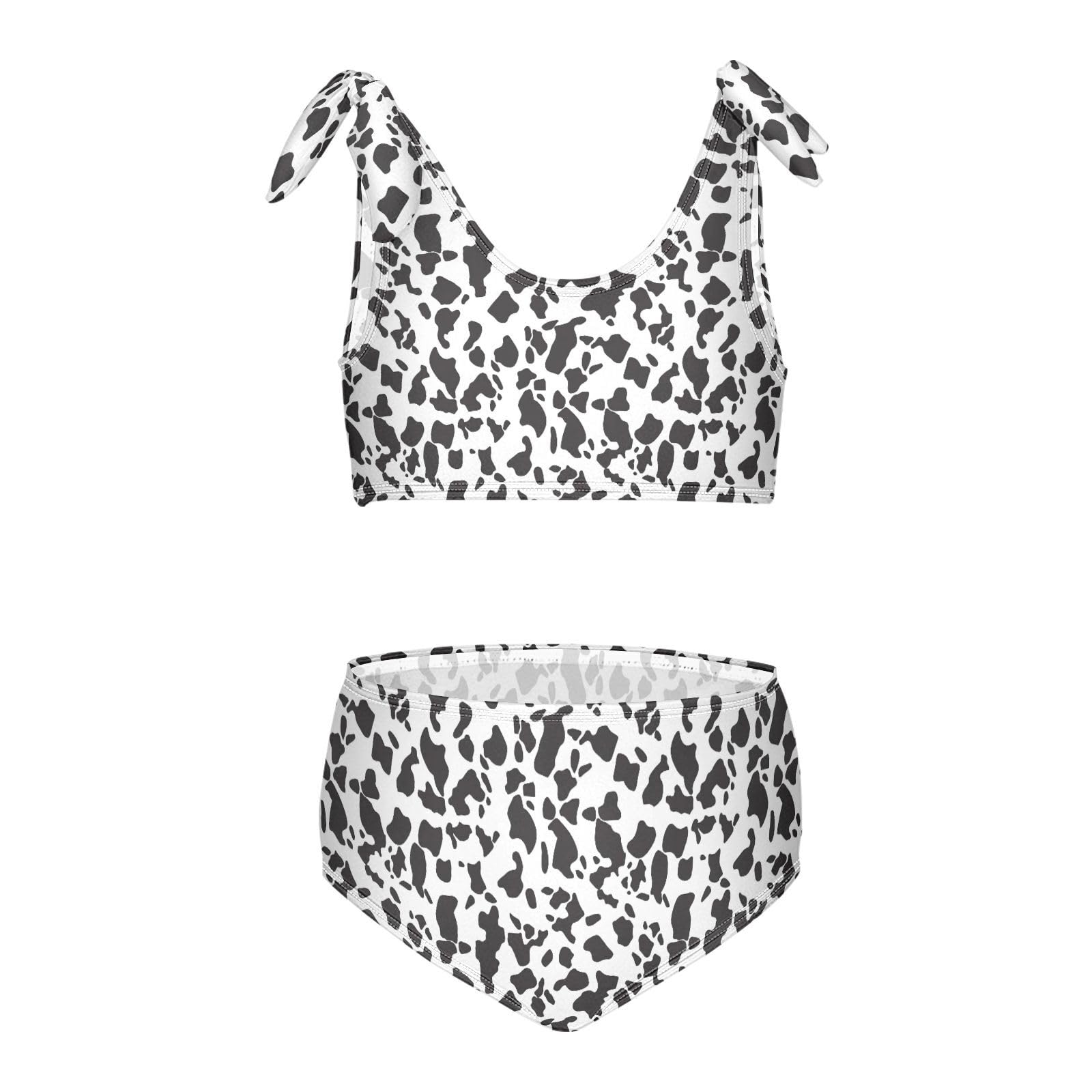 Cow Print Pattern Girls 2-Piece Tankini Swimsuit, Girls Bikini Swimsuits Summer Beach Bathing Suit Set, 4T
