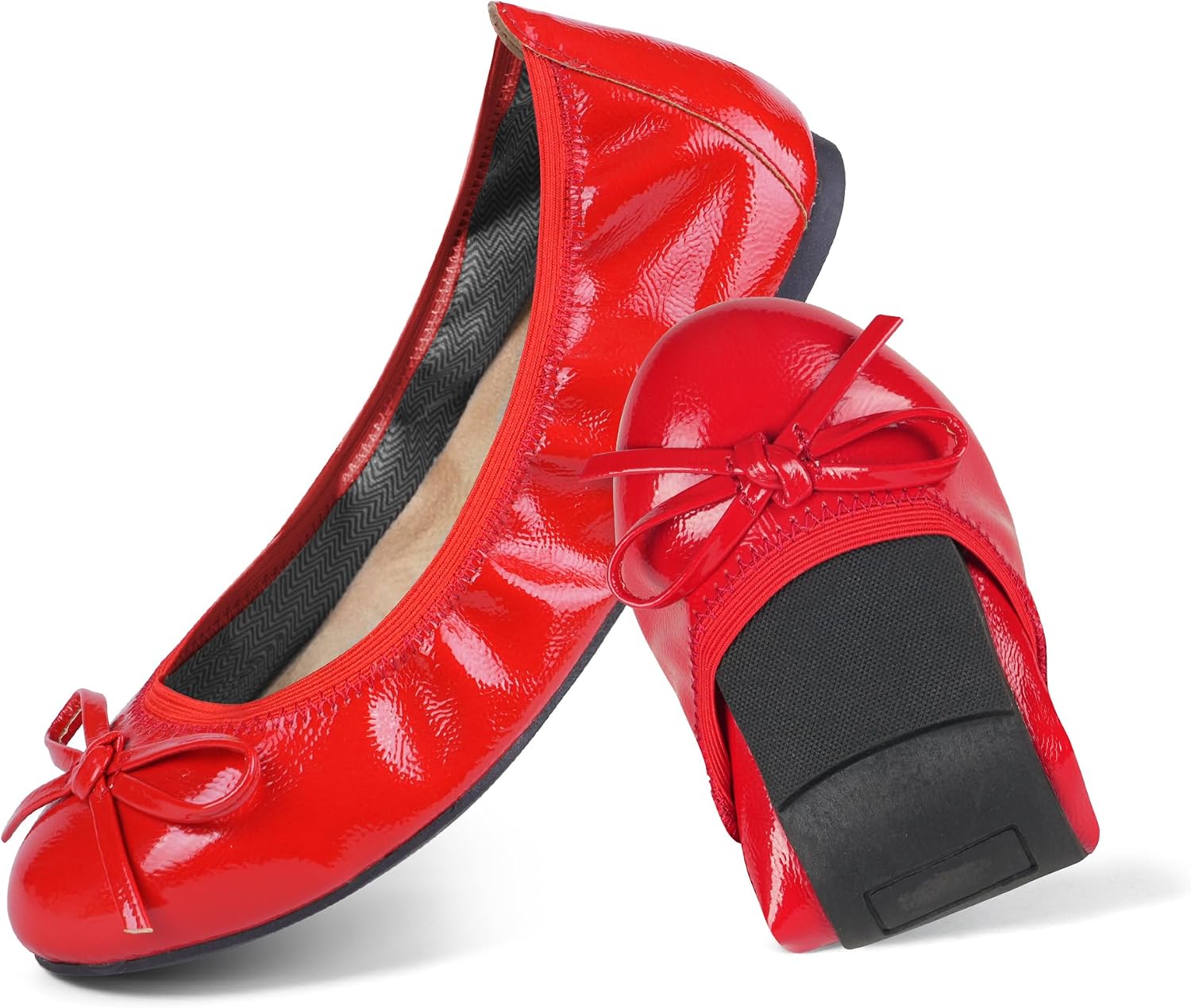 Women's Flats Foldable Ballet Flats Shoes for Women, Bowknot Round Toe Comfortable Lightweight Casual Slip On Dress Shoes