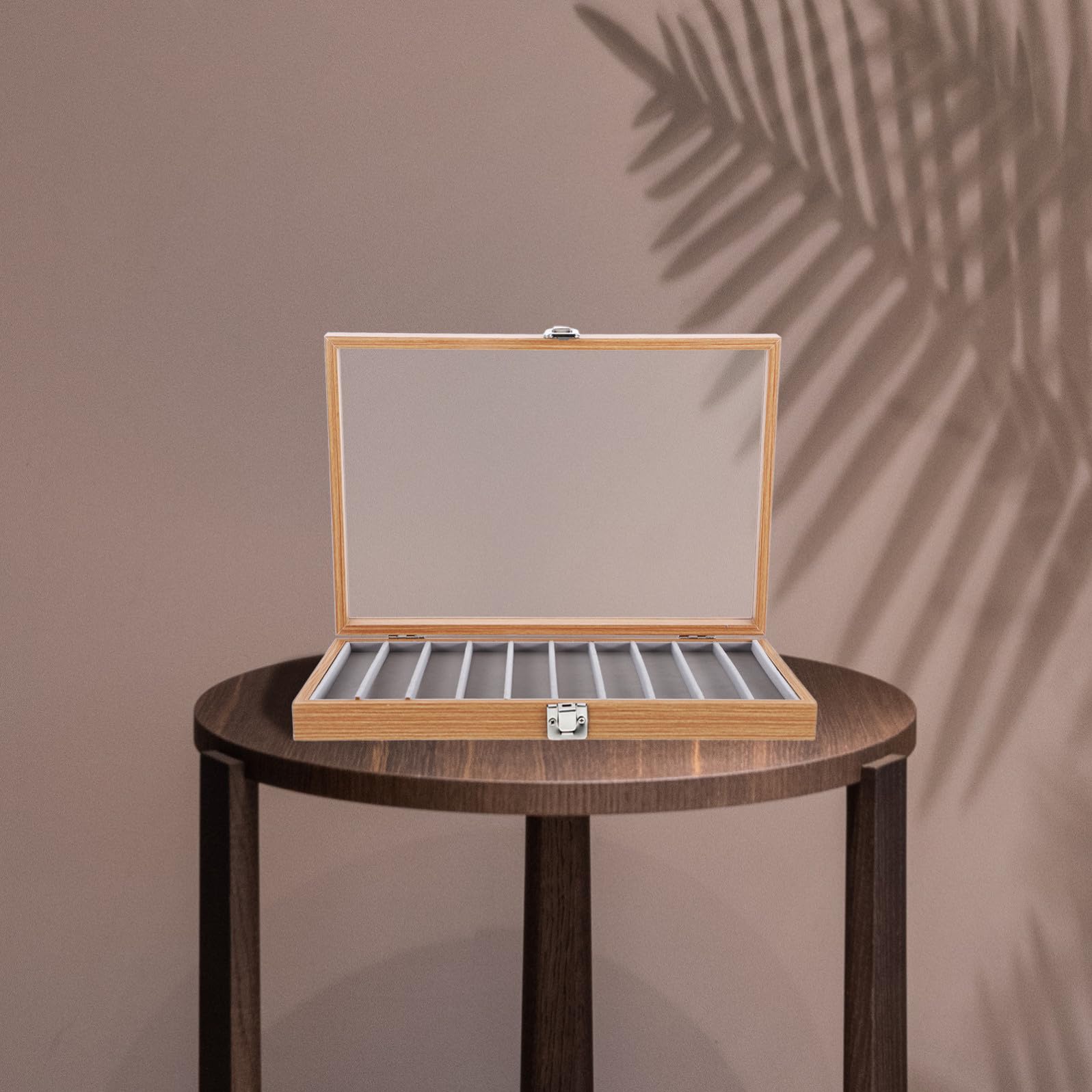 balacoo Scatola per Gioielli con 10 Scomparti in Legno e Vetro, Organizer Impilabile per Braccialetti e Collane, Antipolvere, Design Raffinato per Cassetti e Armadi