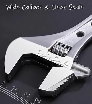 Adjustable Wrench 8 inch,Reversible Mounting,Metric Scales,Anti-Slip Handle.