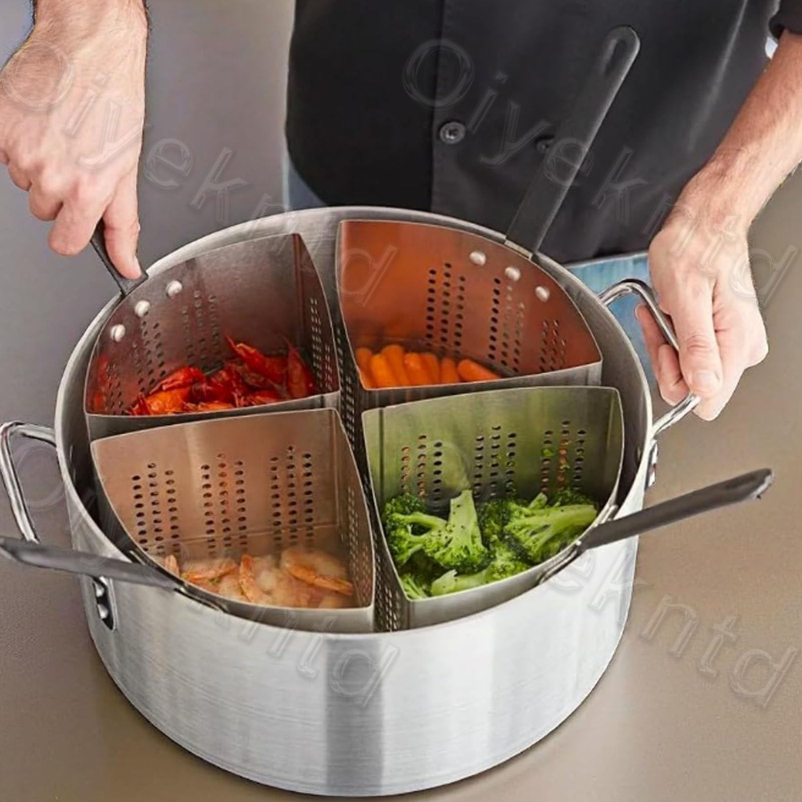 5-teiliges Nudeltopf-Set aus Aluminium für Nudeln und Gemüse, inklusive 4 Edelstahleinsätzen (Siebkörbe) – ideal für den gewerblichen Einsatz und die heimische Küche.