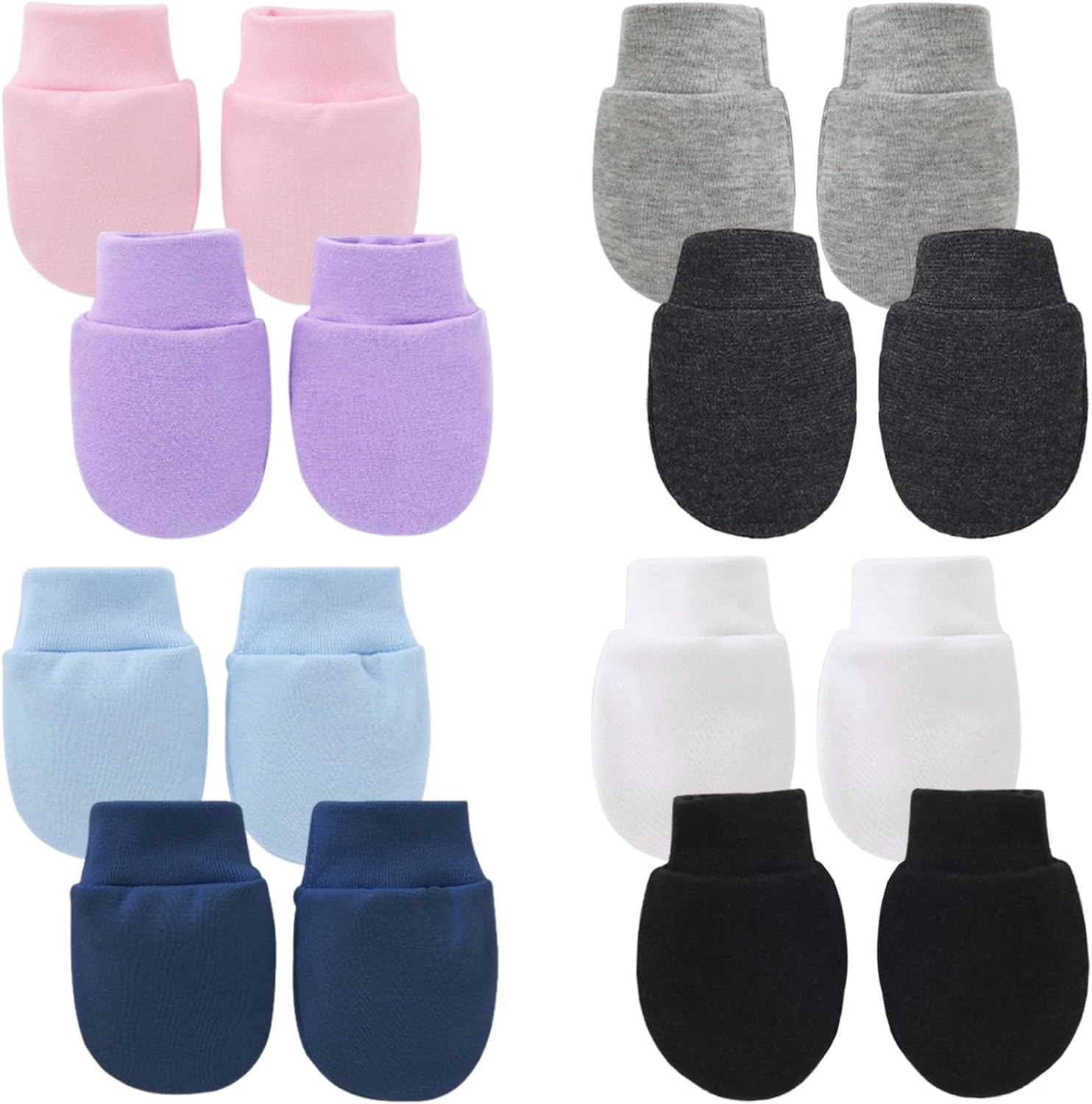 8 Pairs Newborn Baby Mittens No Scratch Gloves Hand Mitten Infant Toddler Essentials for 0-6 Months Baby Boys Girls