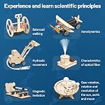 ADUSRIZ 6 en 1 STEM Kits pour les enfants, Kit en bois pour les garçons de 8 à 12 ans, Science 3D Puzzles Projets, Construction en bois Packs d'activités pour enfants Jouets Cadeaux pour 5 6 7 8 9 10 11 12 Trousses d'artisanat pour les jeunes garçons de l'année