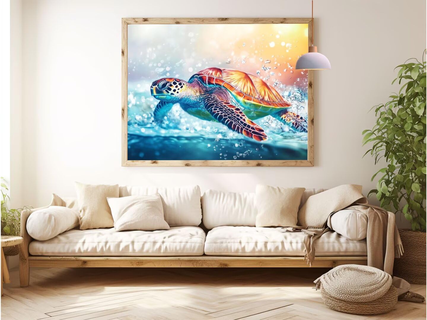 Peinture Numeros Adulte Tortues De Mer, Animal Peinture par Numero Adulte Débutants, DIY Paint by Numbers D'art Enfant Artisanat Kit avec 60X80CM Toile + Peintures + Pinceaux + Cadre + Image Référence