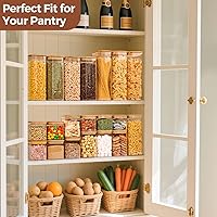 Vista 5 de ComSaf Juego de tarros de almacenamiento de alimentos de vidrio de 0.8 Qt, conjunto de 6, recipientes de almacenamiento transparentes con tapas
