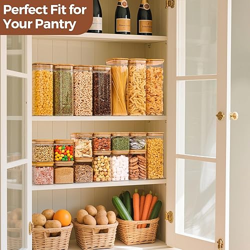 Miniatura 5 de ComSaf Contenedores de almacenamiento de vidrio de 1.2 cuartos de galón con tapas, tarros de vidrio con tapas, tarro transparente para