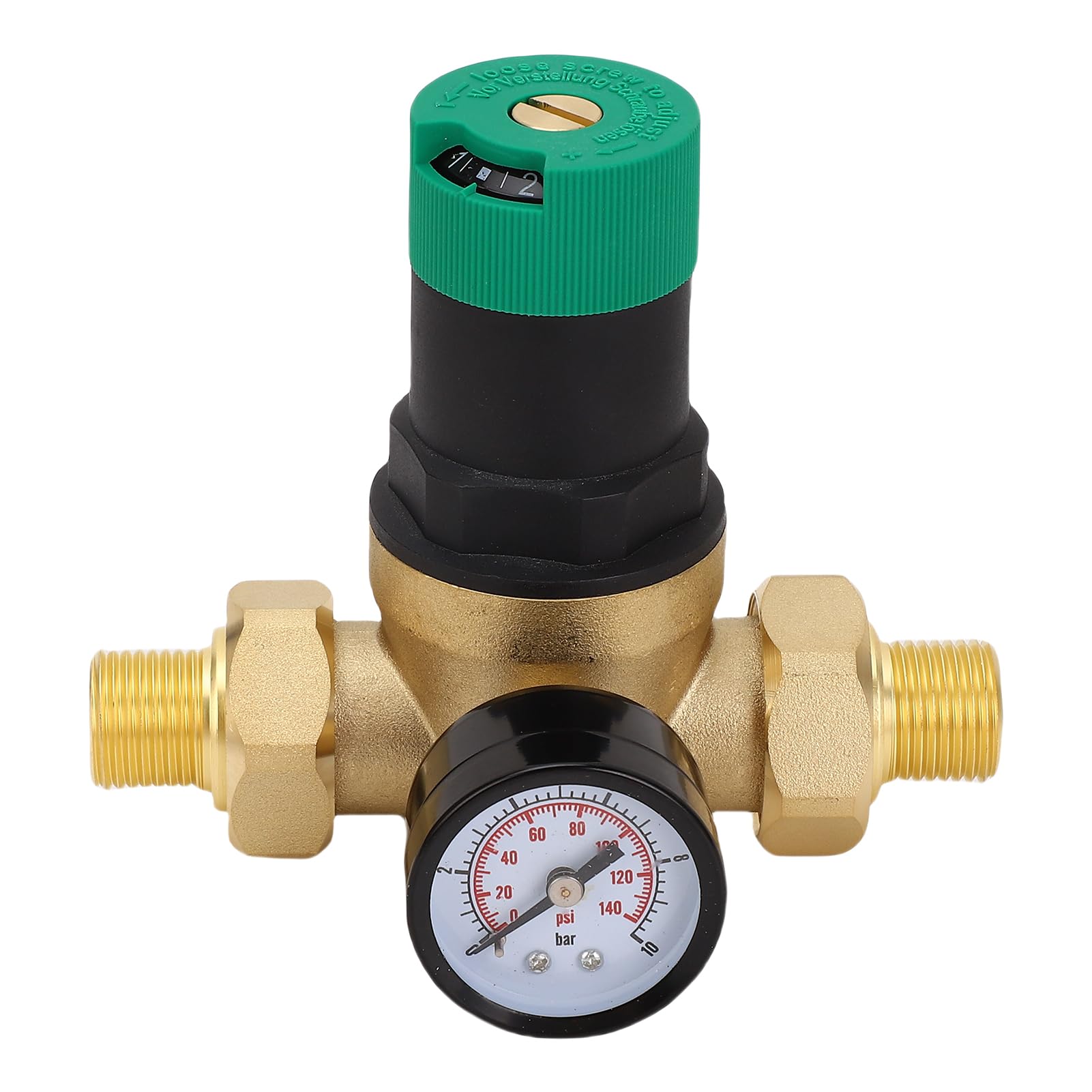 Regolatore di Pressione dell'acqua in Ottone con Misuratore di Pressione 0-60Mpa | Riduttore di dell'acqua Regolabile per Purificatore, Riscaldatore e Rubinetto | 3/4 Pollici (3/4 pollici