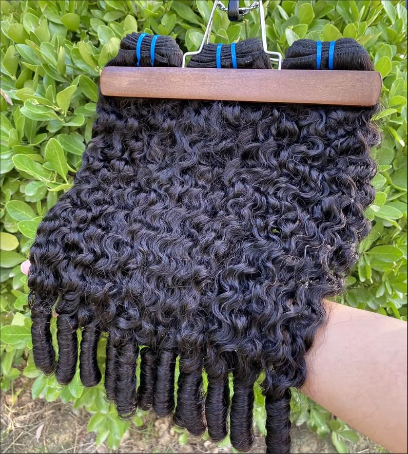 MsSunlight Burmese Curly Hair Bundles 100% Unprocessed Brazilian 12A Burmese Curly Human Hair Bundles 16 16 16 Inch Weave Bundles Human Hair with Spiral Curls Natural Color