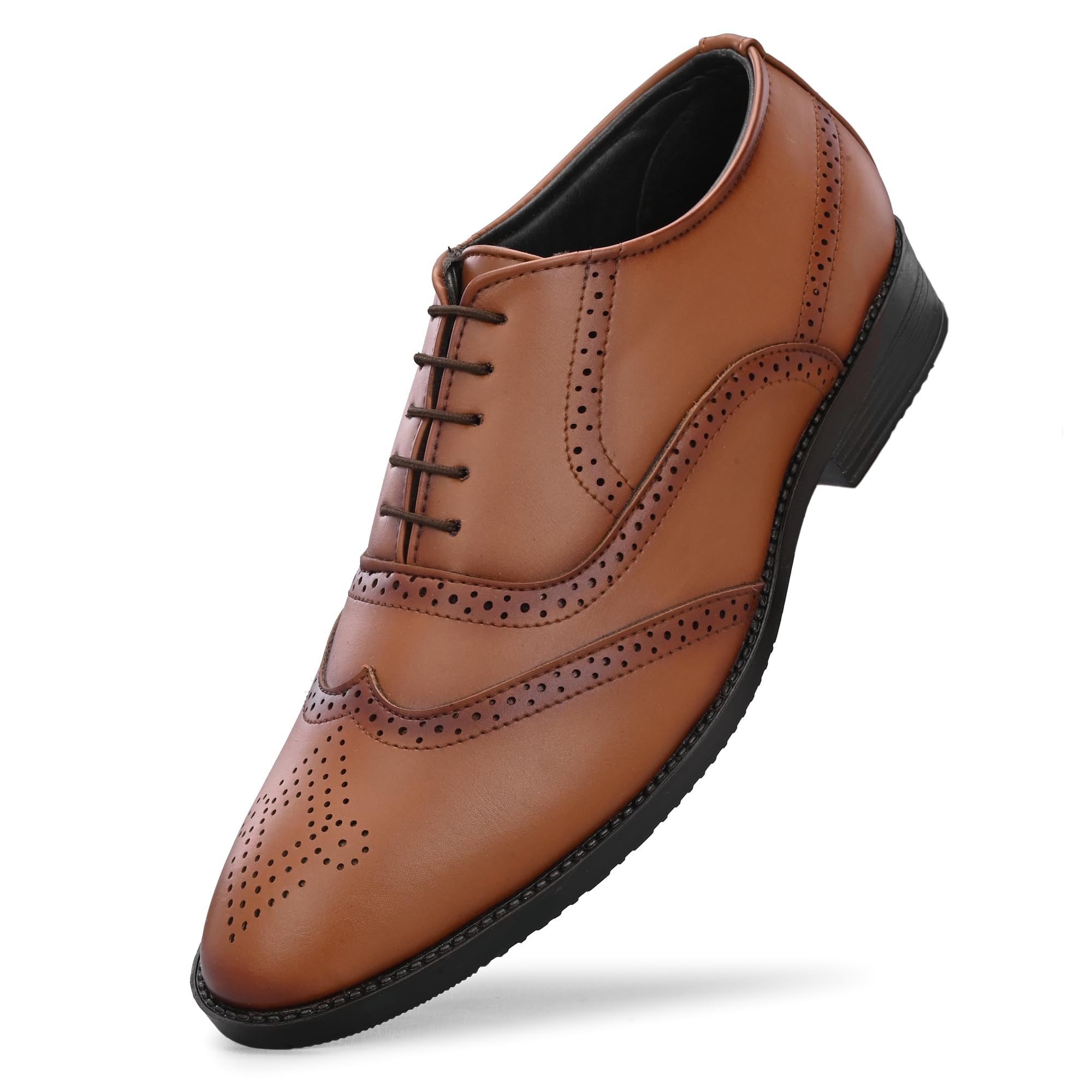 Premium Classic Business Casual Brogue Shoe, Black, Lace-Up Oxford Style, Wingtip Design-picture-18