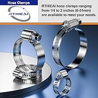 Vista 2 de 40 abrazaderas de manguera, abrazaderas de manguera de acero inoxidable de 1-1/16 a 2 pulgadas, abrazaderas de engranaje helicoidal ajustables