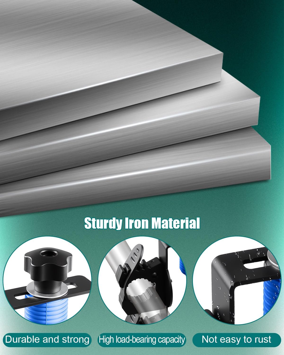 UTV Tool Holder Bed Mount with Rotatable Rubber Clip Compatible with Polaris Ranger and General, Dual Tool Hooks Rack Farm Tool Shovel Holder Storage 2 Tools, Heavy Duty Weatherproof